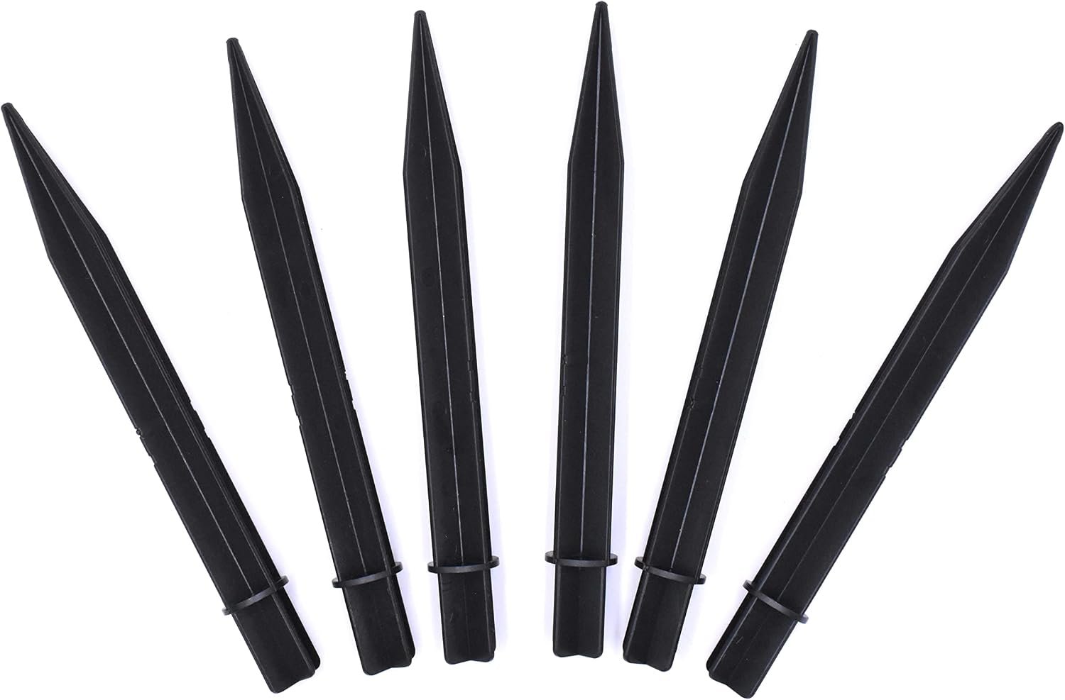 Aliotech 6Pcs 8.25 Inch Reinforced Ground Spikes, Solar Lights Spikes, ABS Plastic Lights Replacement Stakes, Ideal for Solar Pathway Lights Garden Lights Torch Lights(Inside Diameter 0.83 Inches)