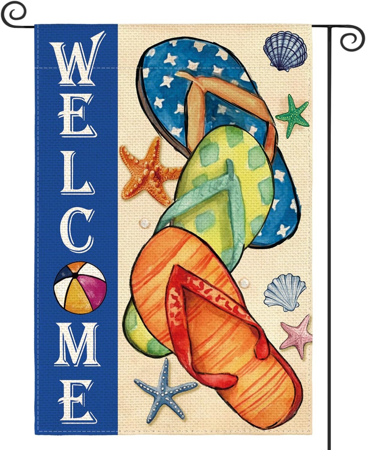 AVOIN colorlife Welcome Summer Flip Flops Garden Flag 12×18 Inch | Double Sided, Weather & Fade Resistant, Yard Outdoor Decoration, for Outside