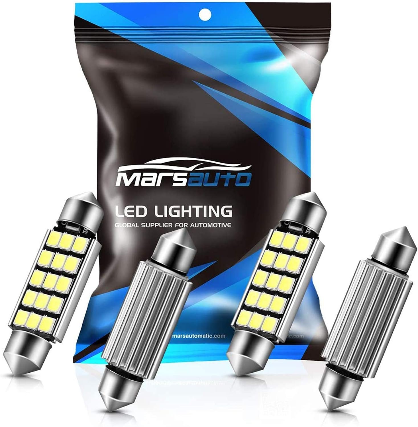 Marsauto 578 LED Bulbs Extremely Bright 400LM 2835 Chipsets for LED Interior Dome Map Door Lights Bulbs 211-2 212-2 569 6411 6451 41mm 42mm 1.65inch 6500K White RV Interior Lighting (Pack of 4)