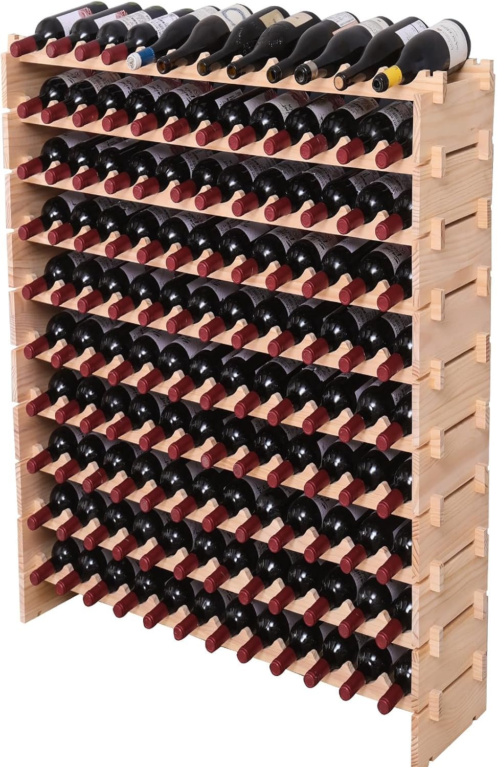 Wood Stackable Storage Modular Wine Rack Cabinet 120 Bottle freestanding Floor Wine Bottle Holder Display Shelves