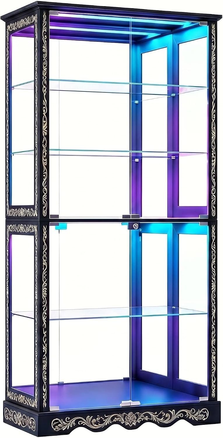 71″ Tall Glass Door Display Cabinet (1, Black)