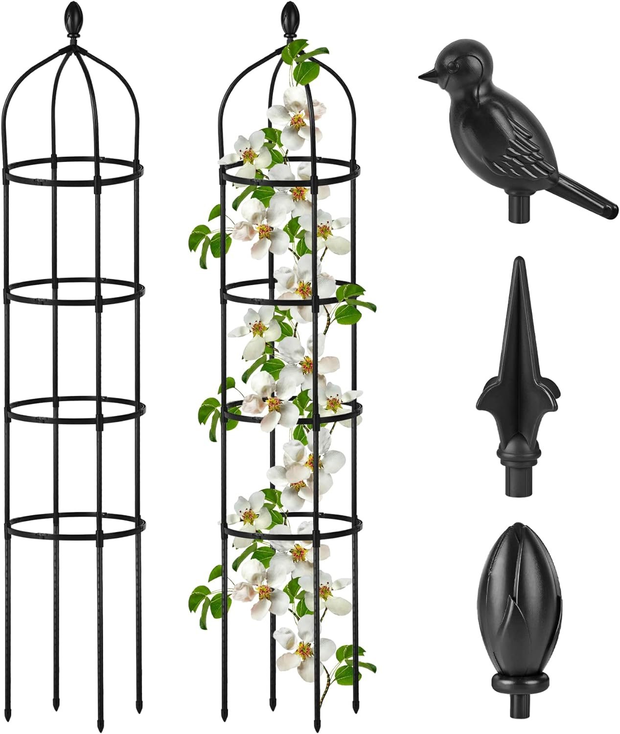 Garden Obelisk Trellis for Climbing Plants Outdoor 6 Ft Rose Bush Round Trellis for Pots Rustproof Metal Pipe with Plastic Coated Plant Flower Trellises for Clematis Vine Jasmine Support