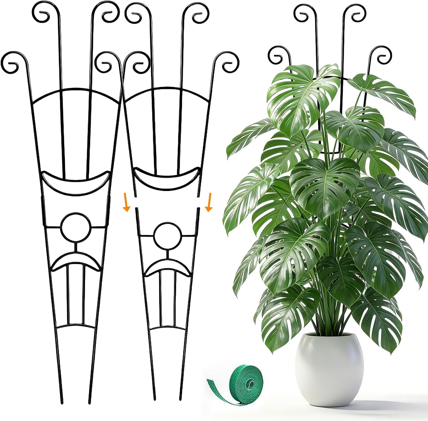 Monstera Plant Support – 32.6 Inch Tall Trellis with 2 Pack Plant Stakes for Your Large Climbing Monstera Deliciosa | Indoor Plant Climbing Frame for Potted Growth