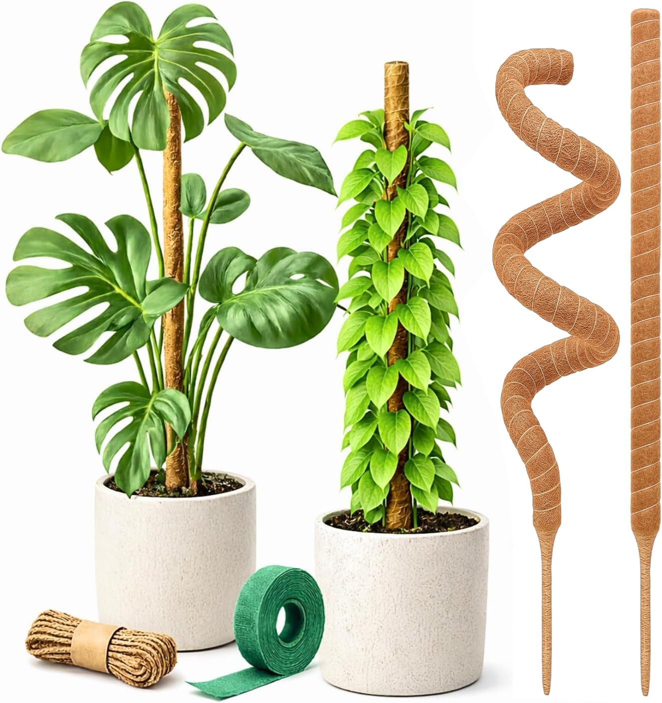Craft911 29″ Moss Pole Monstera Plant Support, Indoor Plant Stakes | 2 Pack Bendable Stakes Prevents Climbing Plants from Flopping