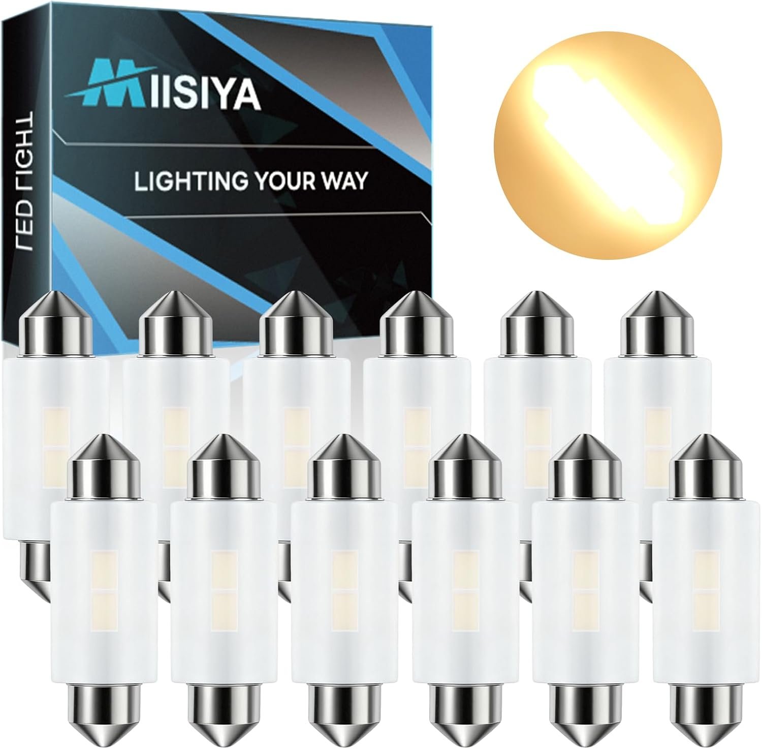 44mm LED Festoon Light Bulb Under Cabinet Light Bulbs T3 Xenon UnderCabinet LED Bulb for Kitchen Celling Boat 2700K 12-24V 12PCS
