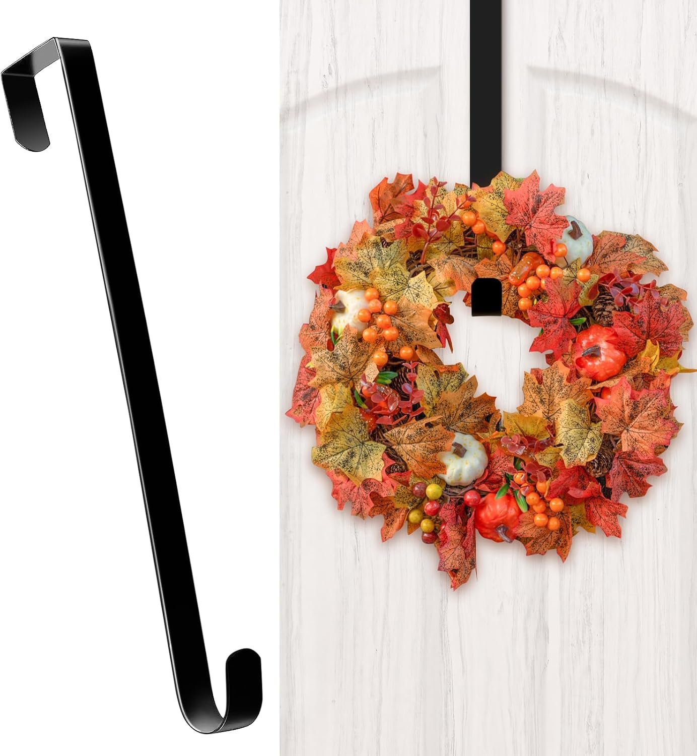 HOOSUN Christmas Wreath Hangers for Front Door,12″ Wreath Door Hanger | Over The Door wreath Hanger,Halloween Wreath Hanger,Thanksgiving Door Hanger,Christmas Door Decorations for Christmas Wreath