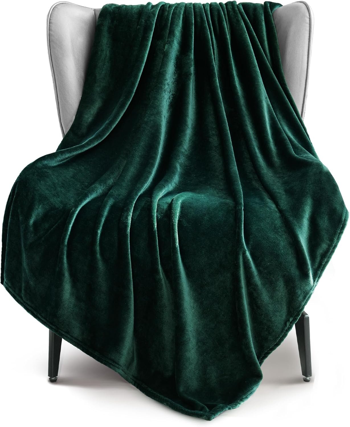 Exclusivo Mezcla Soft Large Fleece Throw Blanket for Couch, Forest Green | 50×70 Inches, Double-Sided Brushed Flannel, Lightweight Plush Cozy Blanket for Home Decor, All Season, Machine Washable