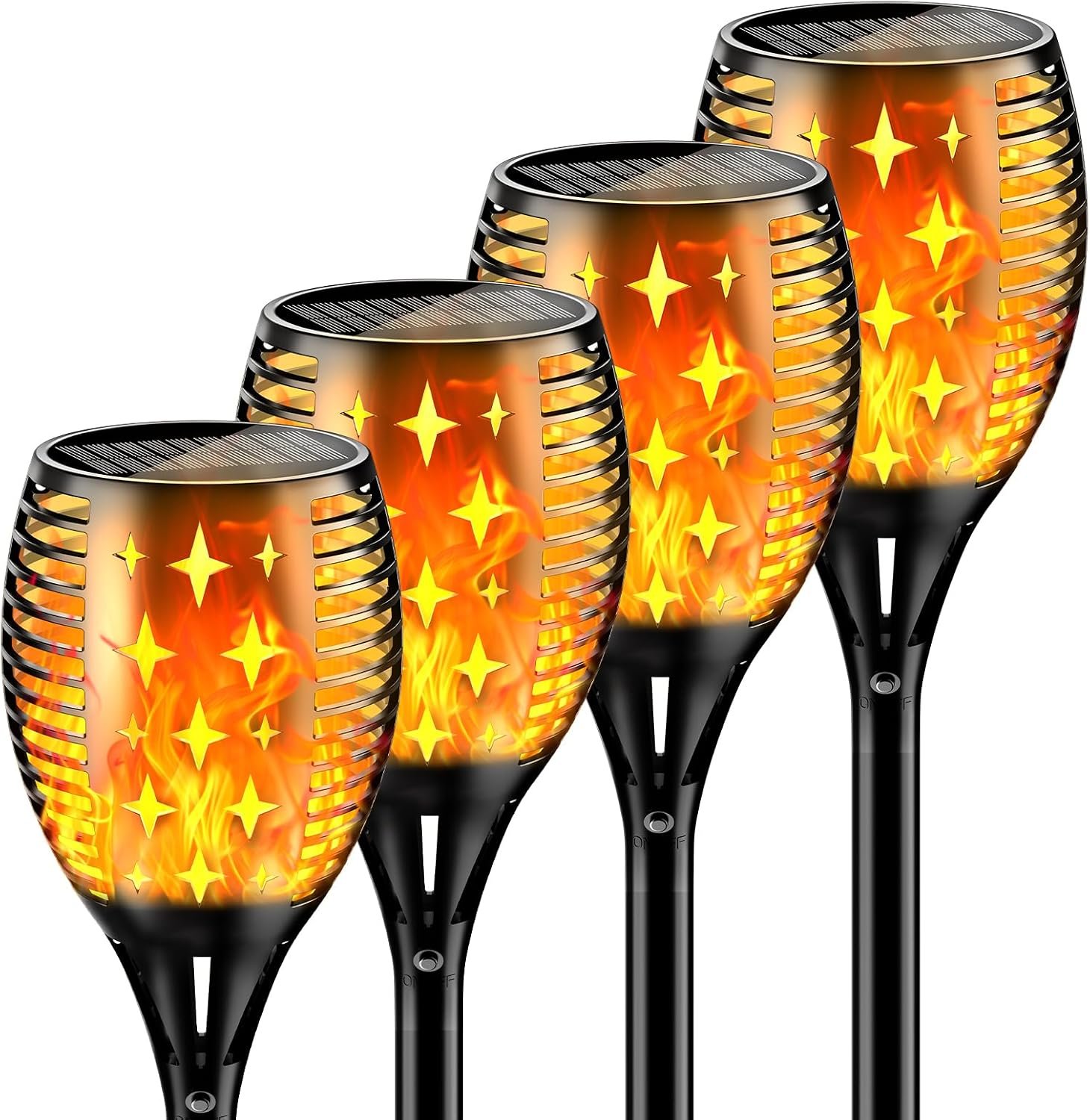 YoungPower Solar Torch Lights with Flicking Flame, Outdoor 43″ Large Landscape Path Light Waterproof Flame for Garden Yard Patio, 4 Pack