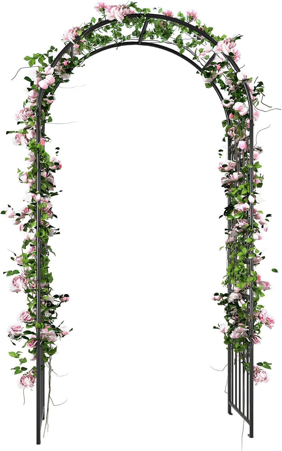 86″ H Black Metal Arched Garden Arbor for Climbing Plants | Wedding Archway for Outdoor Ceremonies and Garden Decor, Ideal for Backyard, Lawn, Patio, or Pathway
