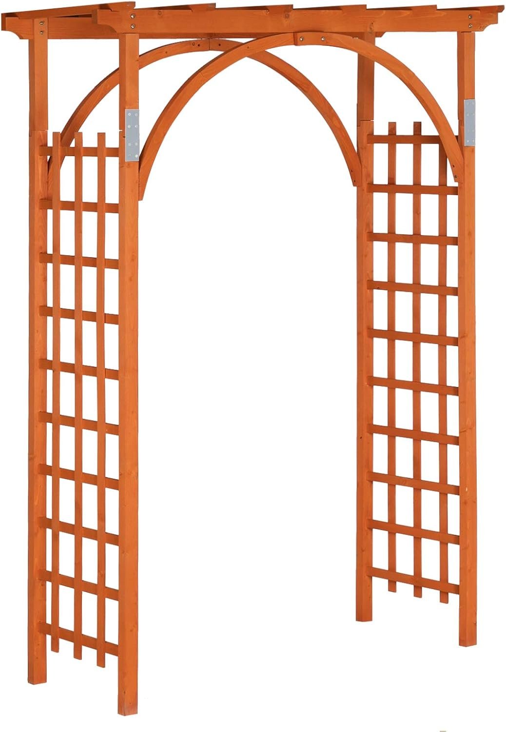 VINGLI 85in Wooden Arbor Garden Arch, Wedding Arch for Ceremony, Wood Trellis for Plant Climbing, Christmas Decor Pergola for Garden Backyard, Lawn (Golden Brown)