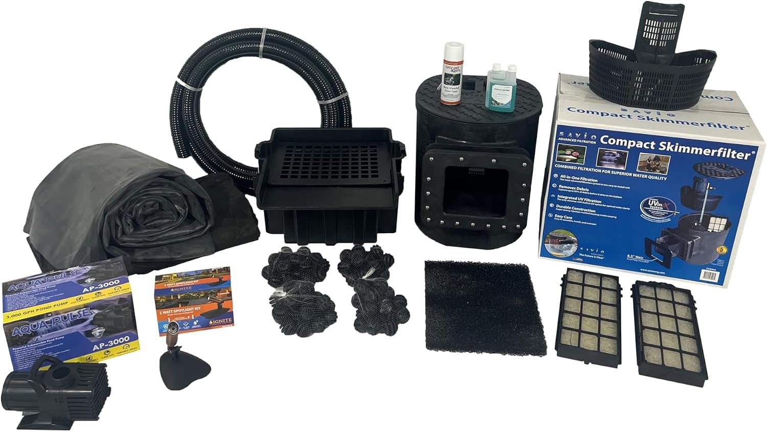 HALF OFF PONDS 15×25 Savio Select 3000 GPH EPDM Liner Water Garden Pond Kit | Heavy duty EPDM rubber liner, 3000 GPH submersible waterfall pump, Complete DIY backyard setup, Ideal for custom koi ponds