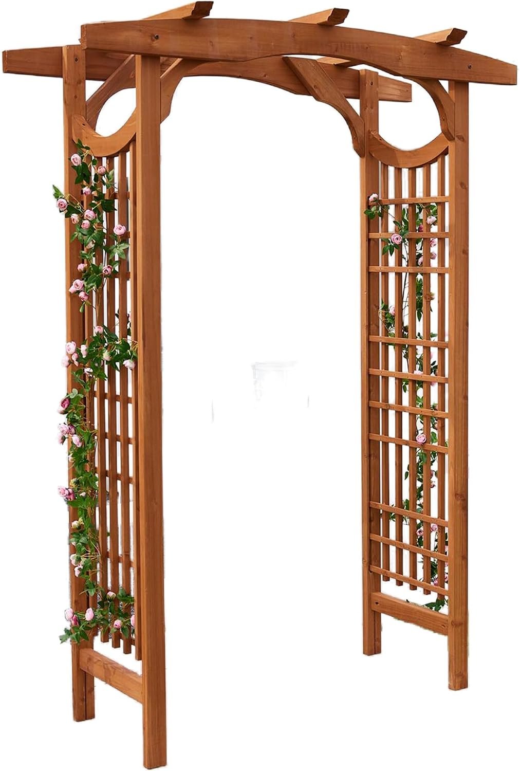 Solid Fir Wood Garden Arch Trellis for Climbing Plants Outdoor | 83″H x 59″W x 30″D, Wedding Arch Frame for Garden Decor and Backyard Decor