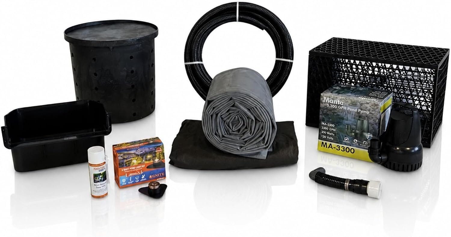 Simply Waterfalls 3200 GPH Kit MatrixBlox 10 x 15 Ft EPDM Liner | Custom water feature, 16″ Filterweir, 15-gallon Tuff Tank, HydroFlow pump, bronze puck light, fittings included