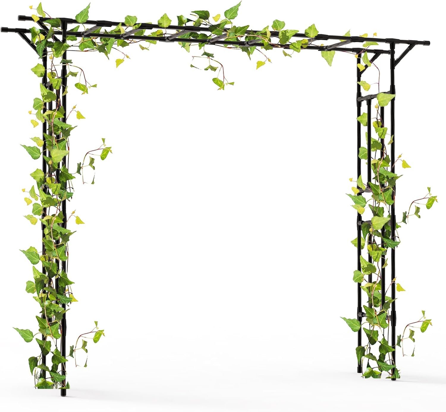 Garden Arch Trellis – 100″ L x 86″ H Supersize Flattop Garden Arch – Garden Trellis for Lawn, Party, Ceremony Wedding Decoration (Leg spacing 79″)