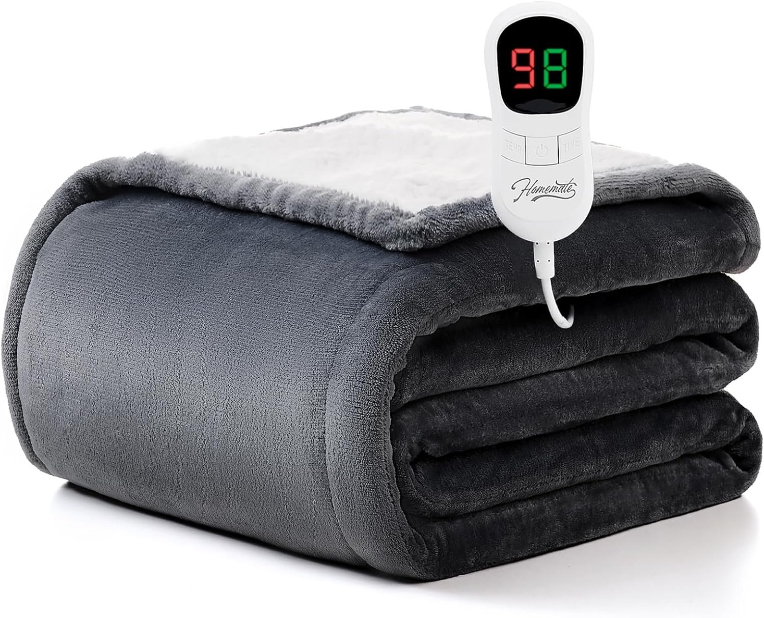 Homemate Heated Blanket Electric Throw – 50″x60″ Heating Blanket Throw 1/2/4/6/8 Hours Auto-Off 10 Heat Level Over-Heat Protection Flannel Sherpa ETL Certification | ETL Certified 1/2/4/6/8H Auto-Off 10 Heat Levels Overheat Protection Flannel Sherpa,For Cold AC Office Room Cold Sleeper Gift
