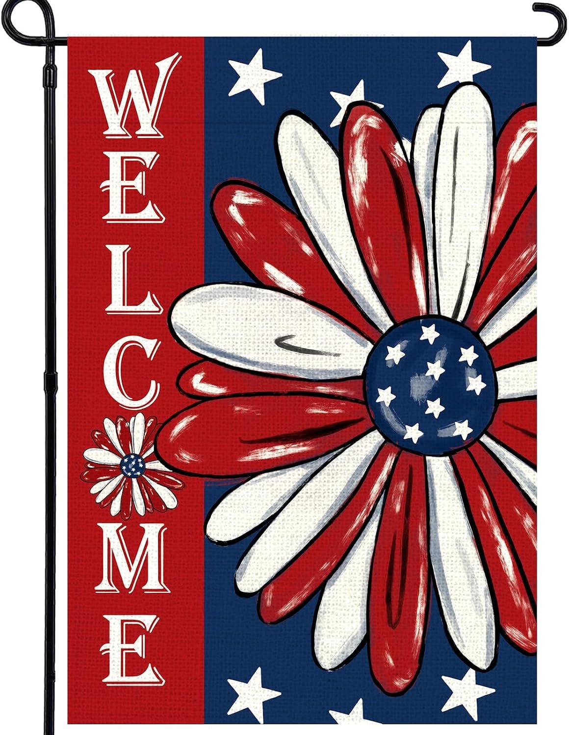 4th of July Garden Flag 12×18 Inch Double Sided | Patriotic Memorial Day Floral Flag for Yard Outdoor Decoration