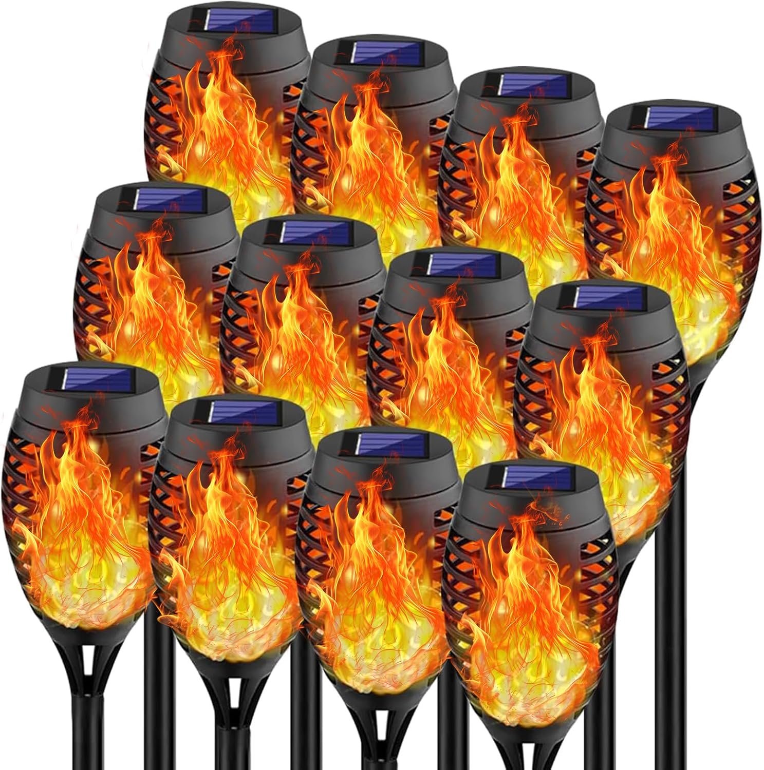Swingers Solar Lights Outdoor,Solar Torch Lights with Flickering Flame,Waterproof Outdoor Garden Lights for Outside Patio Pathway Yard Decorations(8, Yellow)