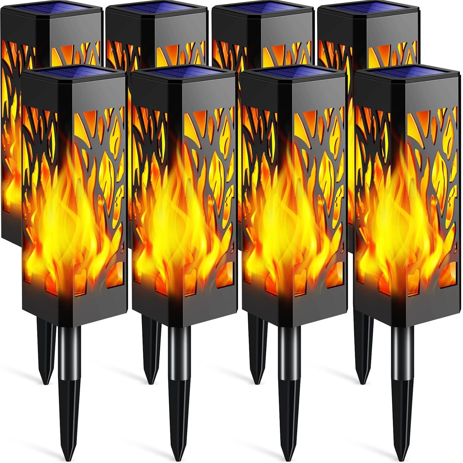 TomCare Flickering Flames Pathway Lights Solar Powered Decorative Garden Waterproof Torch Outdoor Landscape Lighting for Yard Patio