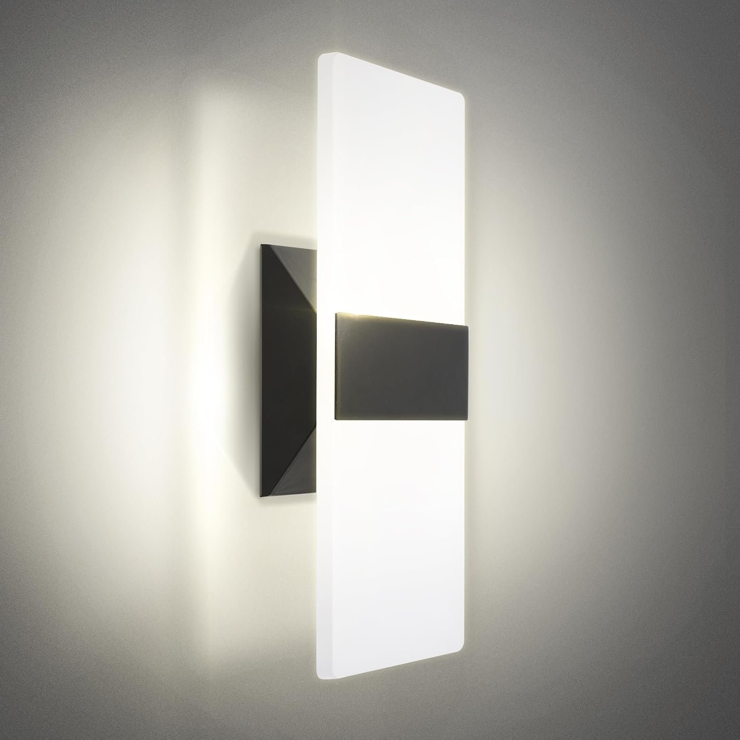 ASD 12 Inch Indoor LED Wall Sconce – 12W 2700K-5000K Dimmable Black Wall Sconce Lights for Living Room, Bedroom, Bathroom, Hallway – Modern Wall Sconces Hardwired, UL Interior Light