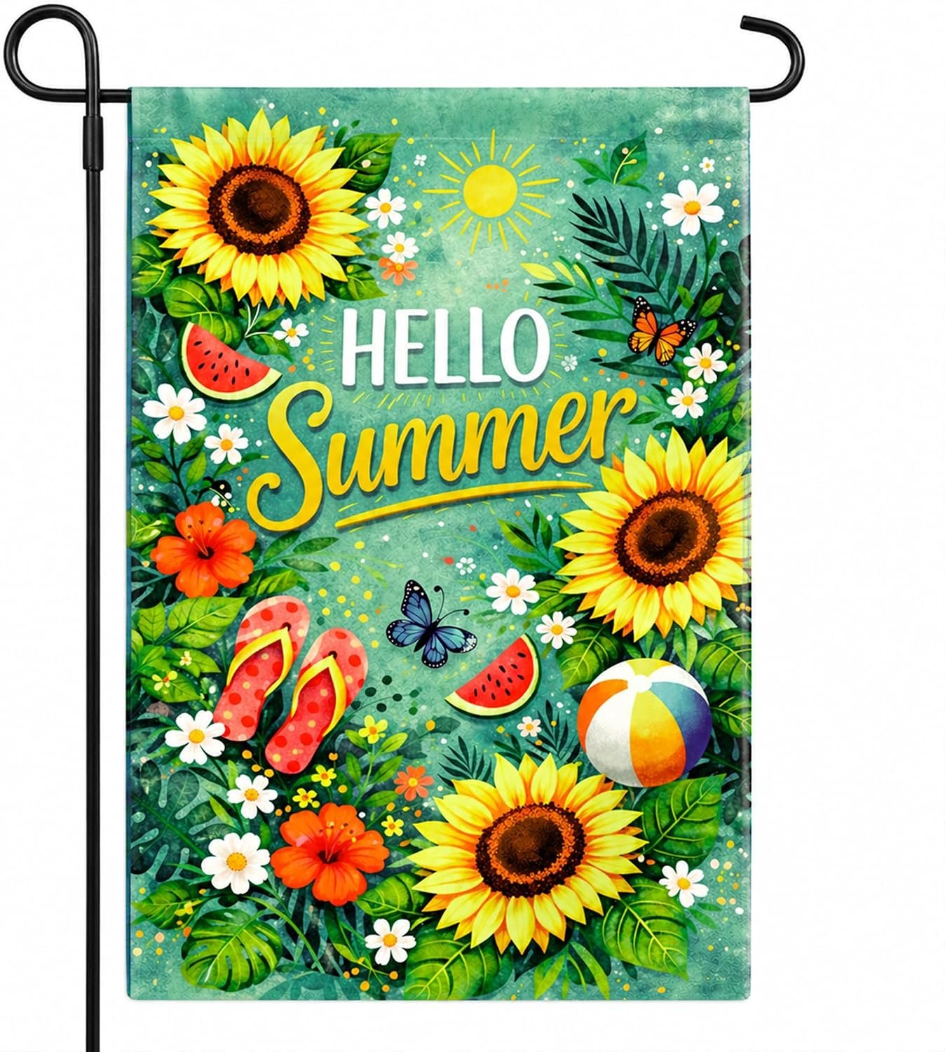Summer Party Decorations – Summer Garden Flag 12×18 Double Sided Floral Welcome Yard Decor | Summer Farmhouse Accessories Backdrop Favors Supplies Decor for Garden Yard Porch Patio Lawn Outdoor Outside