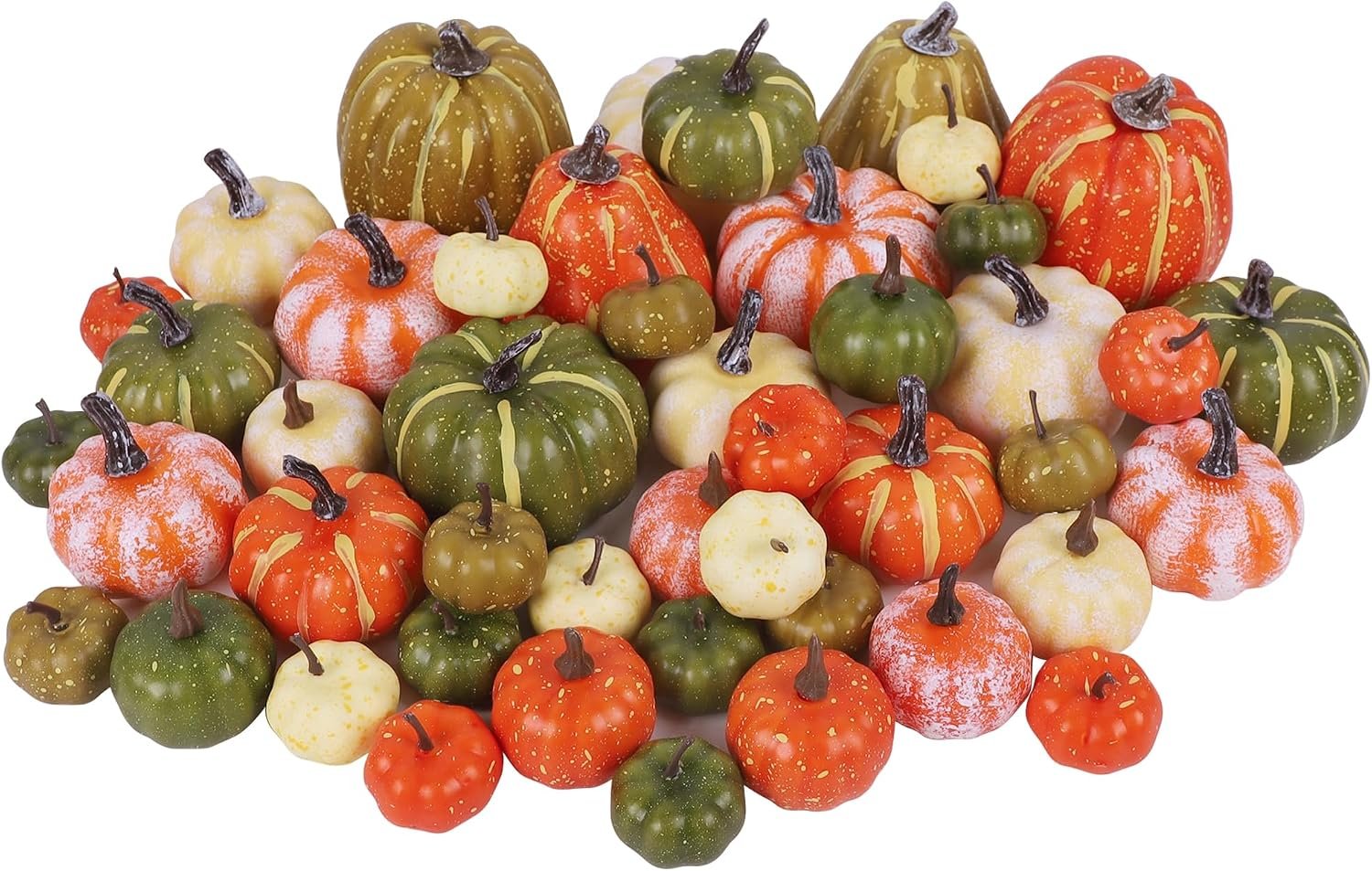 winemana 46 Pcs Artificial Pumpkins for Decorating Fall Decorations | Assorted Size, Mixed-color Foam Pumpkin for Home, Thanksgiving Table Centerpiece, Wedding Party Decor