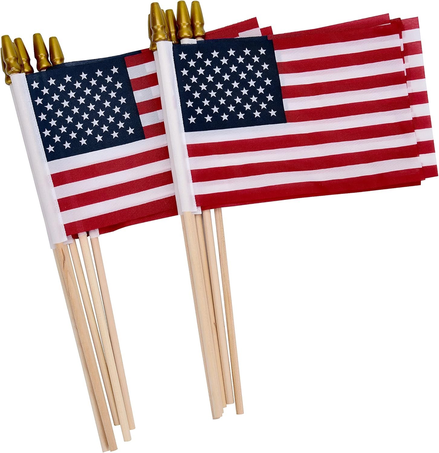 12 Pack Small American Flags on Stick Small US Flags/Mini American Flags for Outside 4×6 Inch American Hand Held Stick Flags with Kid-Safe Spear Top, Patriotic Veterans Day Decorations, 4th of July Decorations