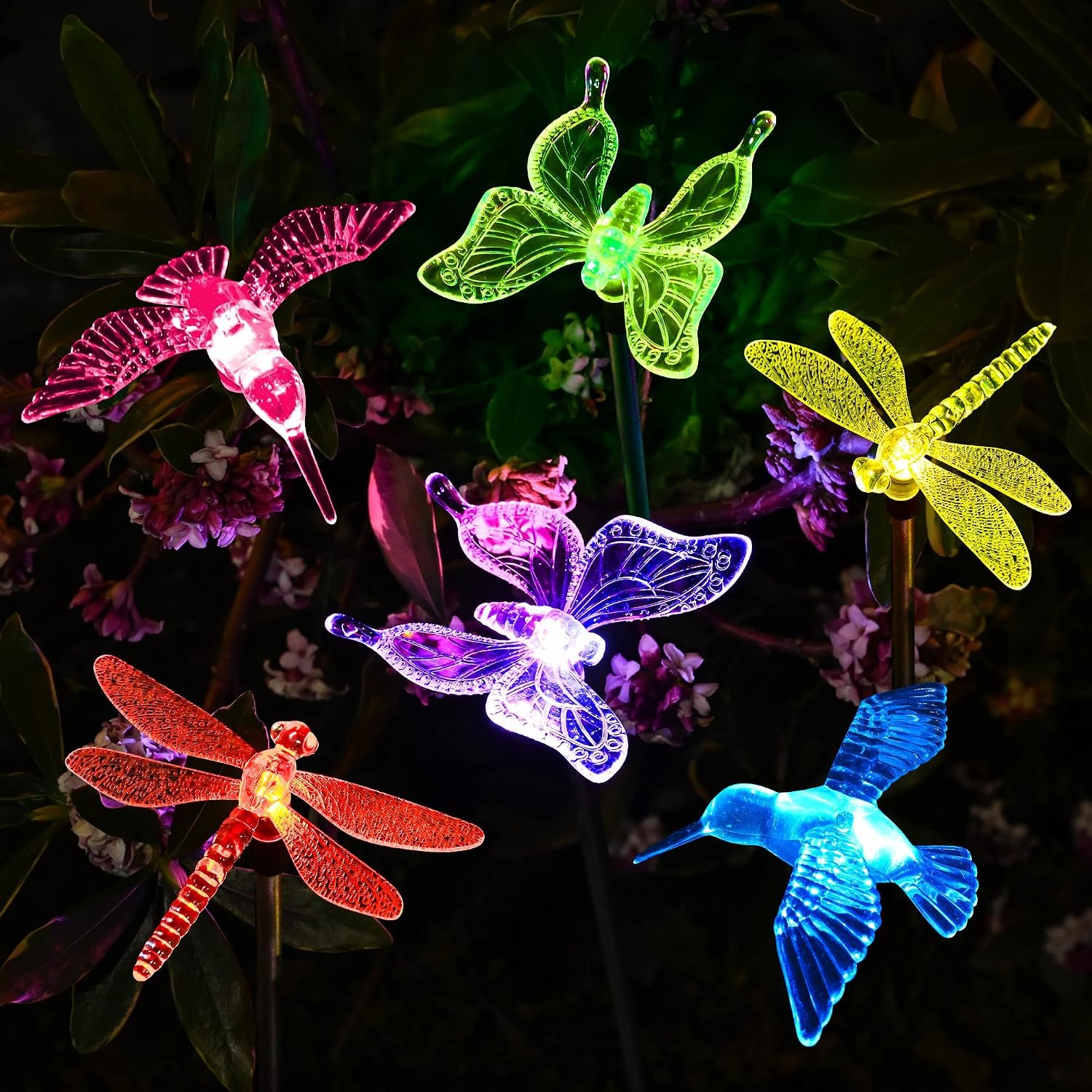 SOLPEX Solar Garden Lights Decor Butterfly Path Lights Outdoor Decorations | Color Changing, Waterproof, Solar Powered, Hummingbird&Butterfly Lights, Decorative Garden Landscape Pathway Lights for Lawn