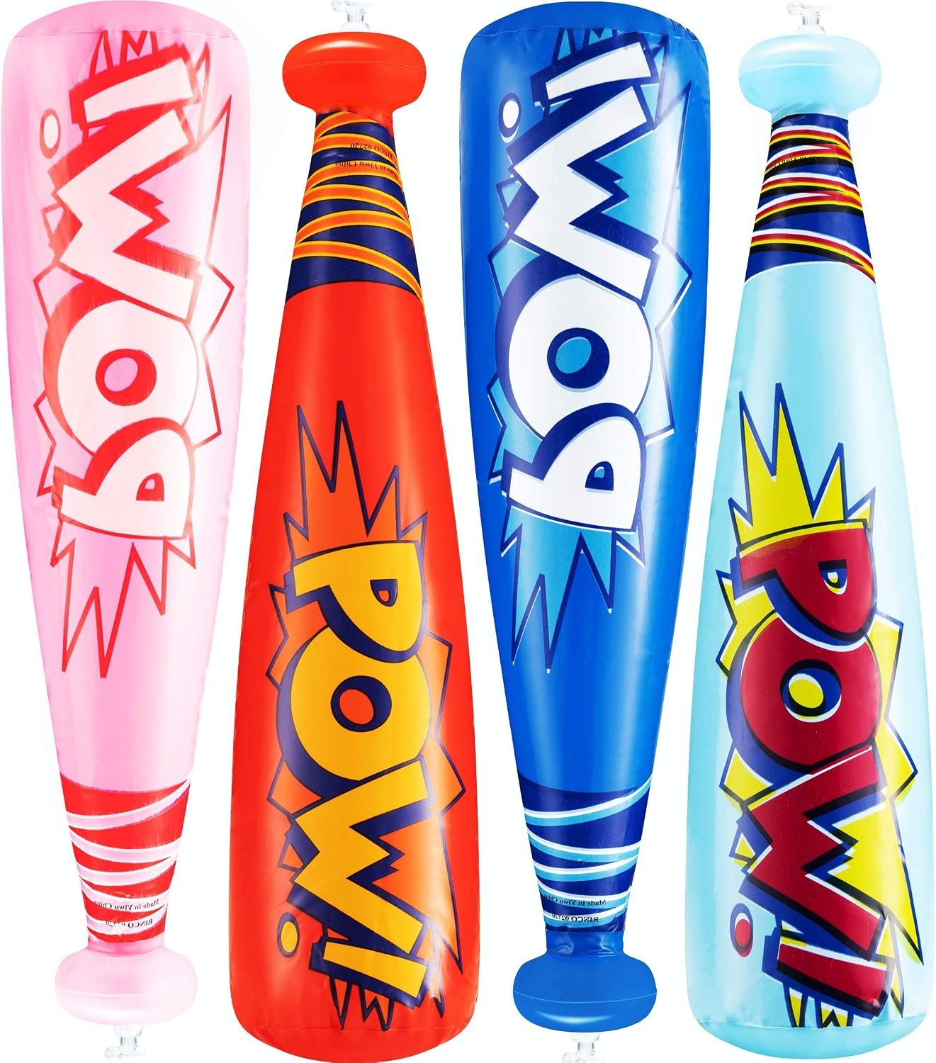Bedwina Pow Inflatable Baseball Bat – (Pack of 12) 20 Inch Inflatable Toy Bat, Carnival Prizes, Baseball Party Favors Goodie Bag Stuffers, Decorations Party Prizes for Kids
