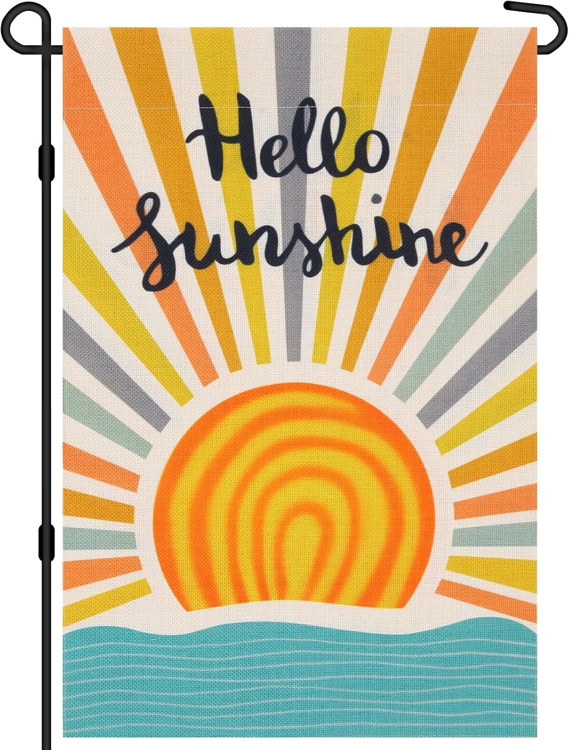 Hello Sunshine Summer Garden Flag 12×18 Inch | Double Sided Holiday Burlap Yard Flag for Outdoor Decoration