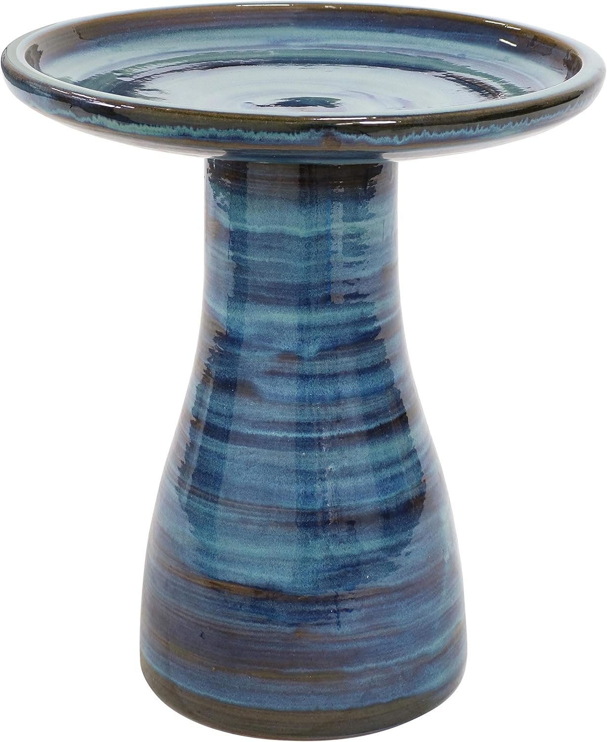 Sunnydaze 21″ H Ceramic Bird Bath for Outside – Hand-Painted Outdoor Bird Bath Bowl, UV/Frost-Resistant Finish – Galaxy Blue