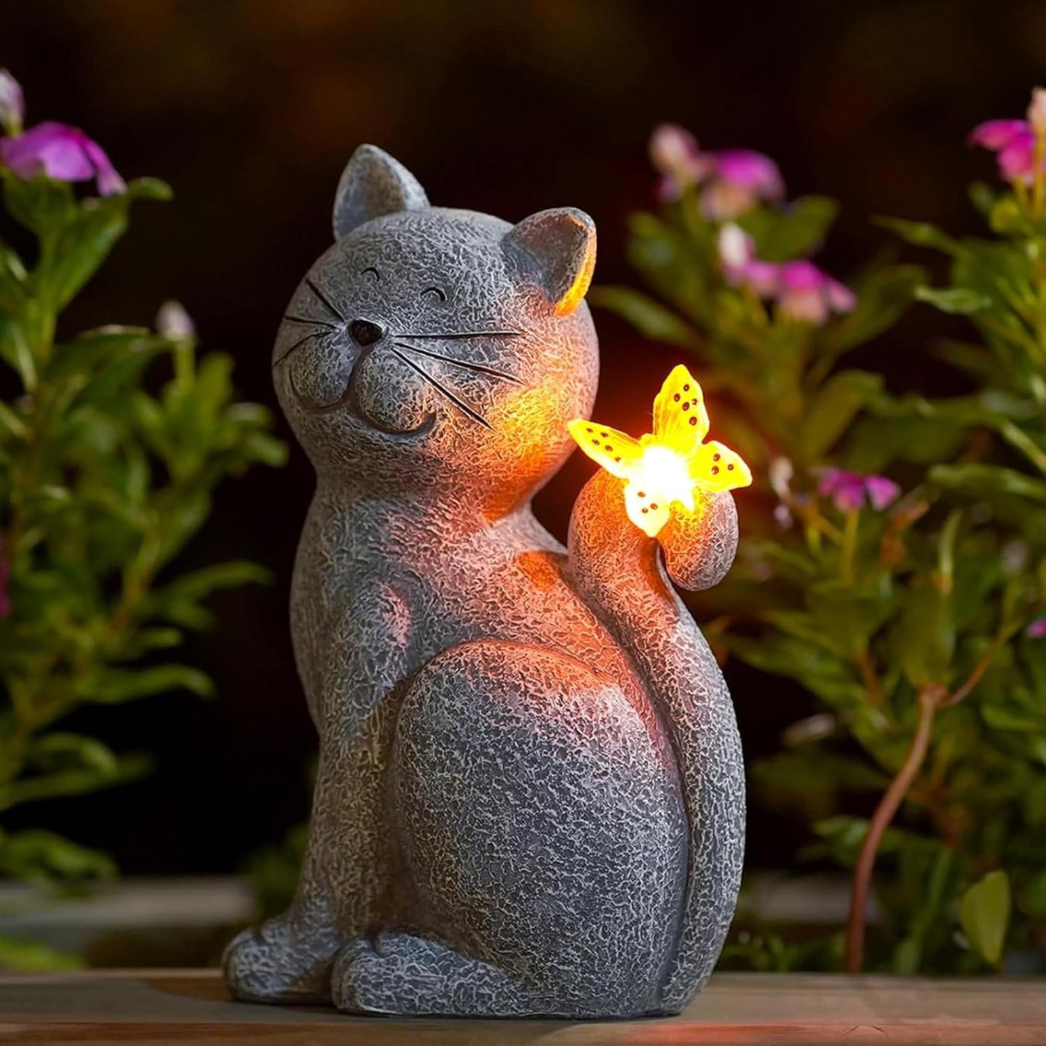 Nacome Cat Outdoor Statues for Garden: Outside Decor with Butterfly Clearance for Yard Art Lawn Ornaments Porch Patio Balcony Home House – Gifts for Mom Grandma Women