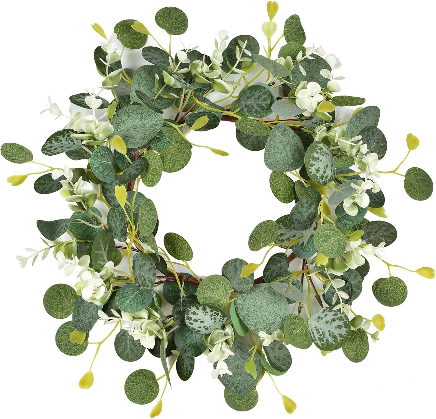 LSKYTOP Artificial Green Eucalyptus Wreaths 12” Spring Summer Eucalyptus Leaf Wreaths for Home Farmhouse Front Door Decor