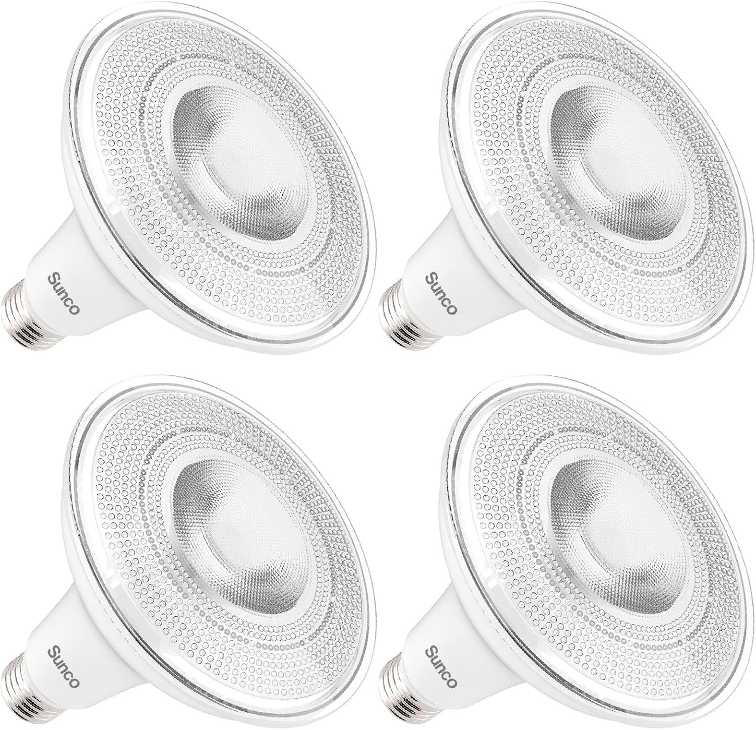 Sunco 4 Pack PAR38 LED Bulbs, 15W=120W, Dusk to Dawn Flood Light, E26 | 1250LM, 5000K Daylight Photocell Sensor, Wet-Rated Outdoor Flood Light, Porch, Backyard, Garage, Non-Dimmable Security Light