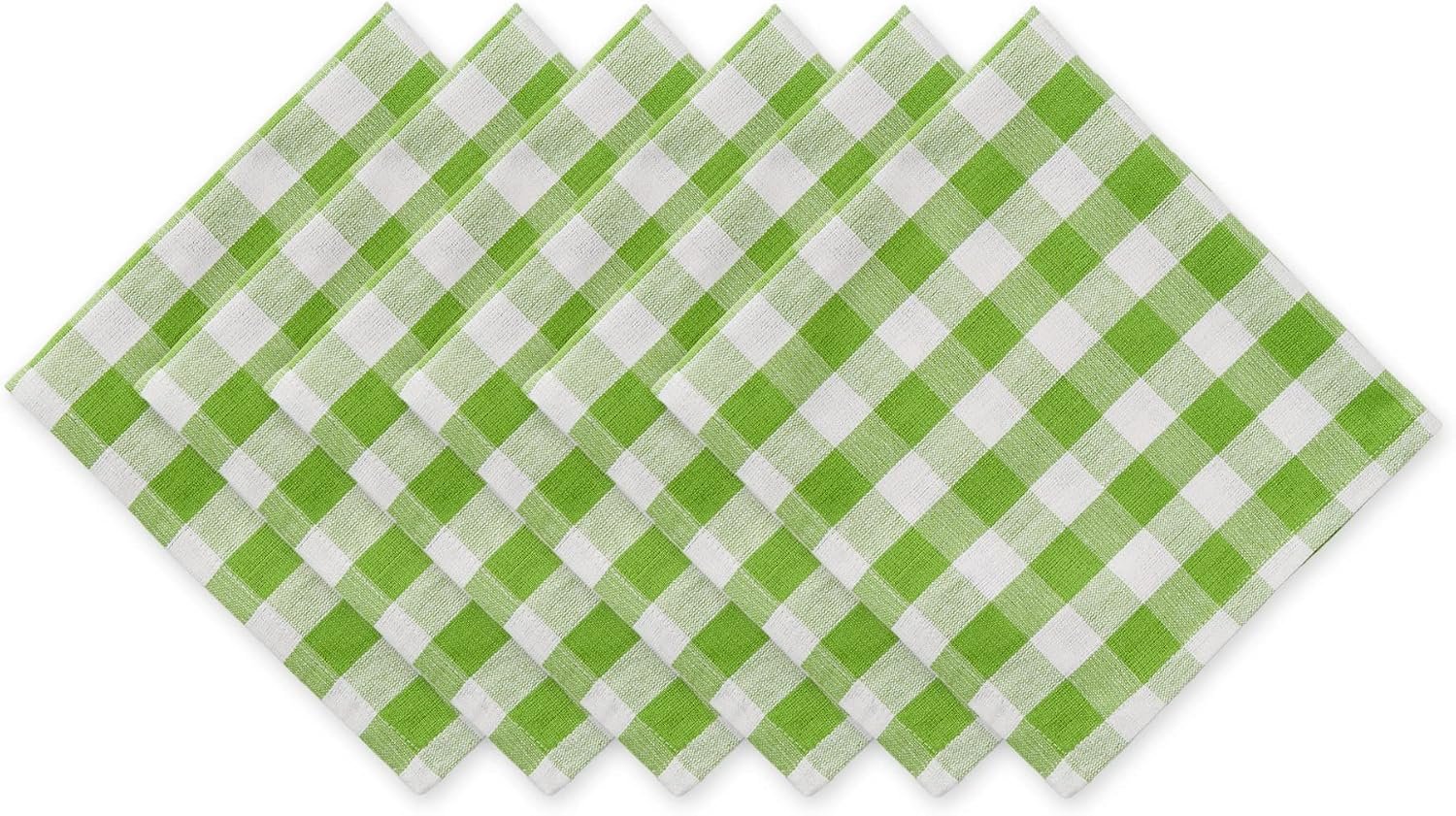DII Checkered Tabletop Collection 100% Cotton, Machine Washable, Napkin Set, 20×20, Green Apple, 6 Piece