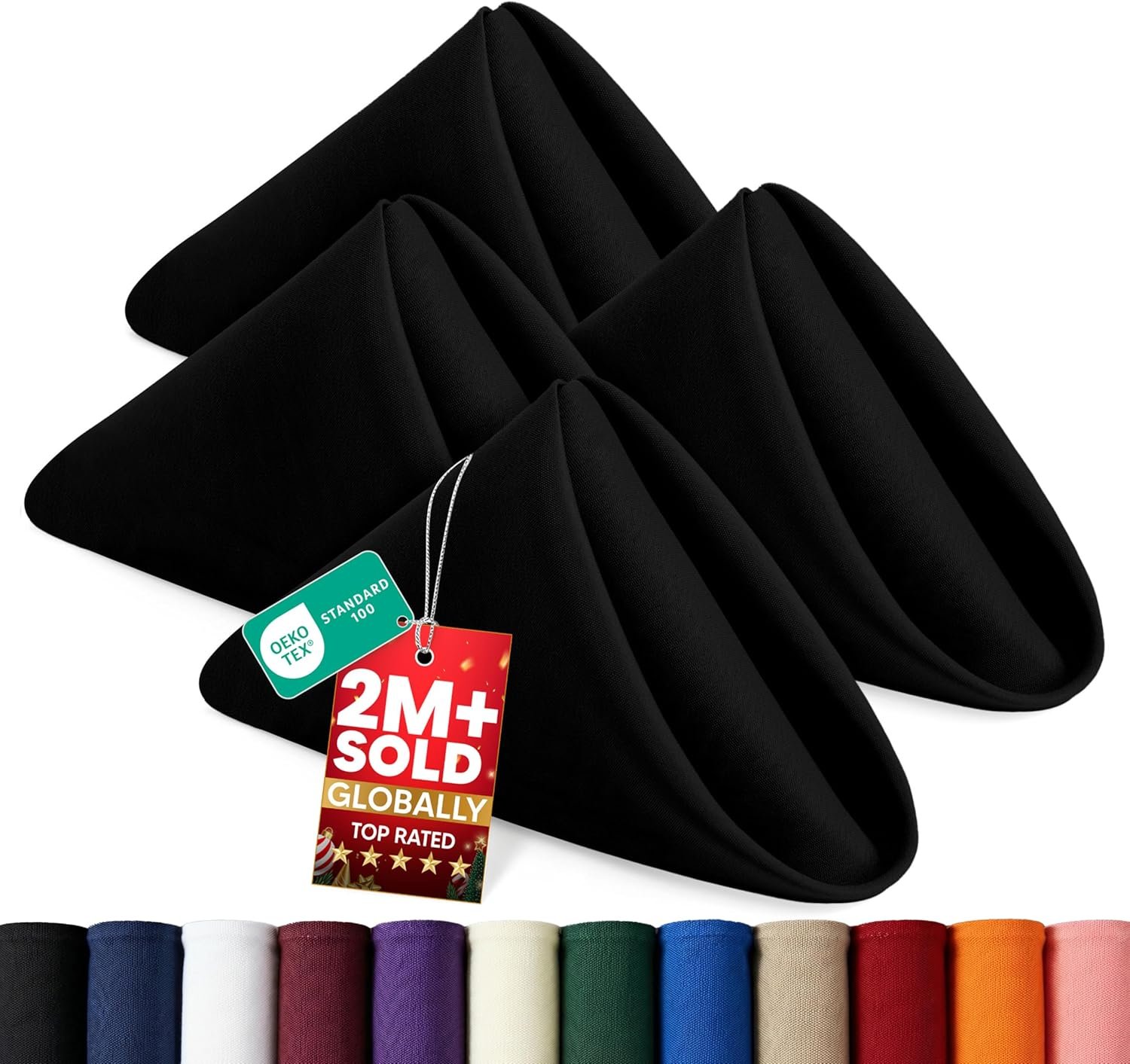 Utopia Home [24 Pack, Black] Cloth Napkins 17×17 Inches, 100% Polyester | Hemmed Edges, Washable and Reusable Ideal for Parties, Weddings and Dinners