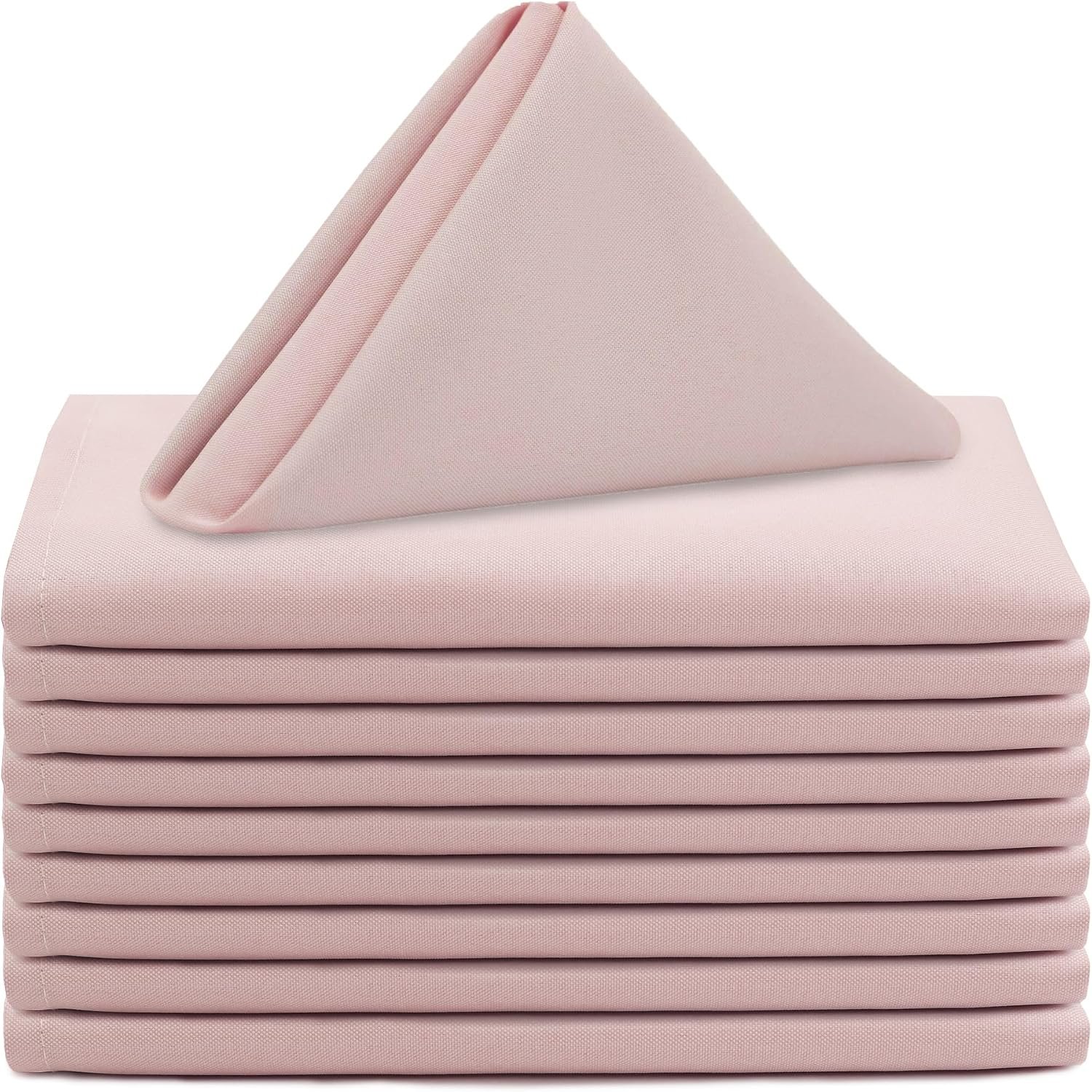 Your Chair Covers – 10 Pack 20 Inch Blush Cloth Polyester Napkins – Washable Dinner Fabric Napkins with Hemmed Edges for Weddings, Restaurants & Special Events