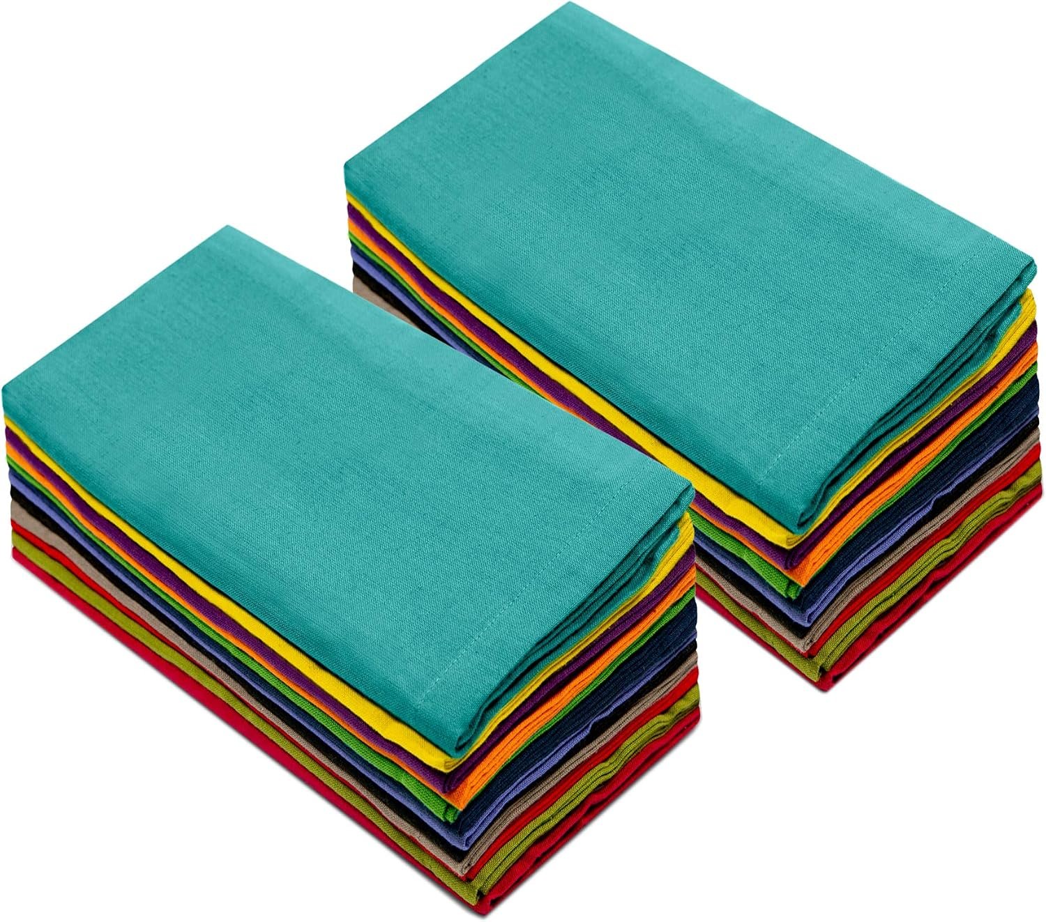 COTTON CRAFT Multicolor Cloth Napkins – Set of 24 Pure Cotton Everyday Lunch Dinner Napkin – Spring Summer Fall Holiday Birthday Party Gift – Soft Washable Absorbent Reusable Napkin – 17 x17