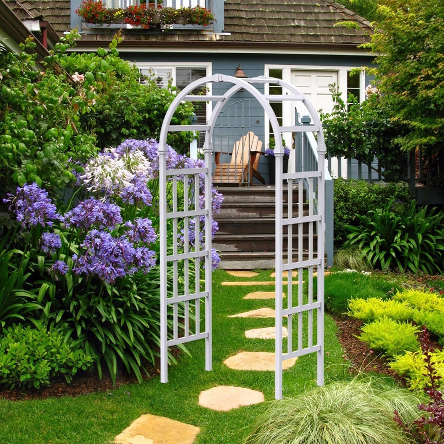 41″ W x 86″ H Vinyl Arbor, Vinyl Arch, Garden Arch Arbor for Outdoor, Yard, Garden, Climbing Plants – White