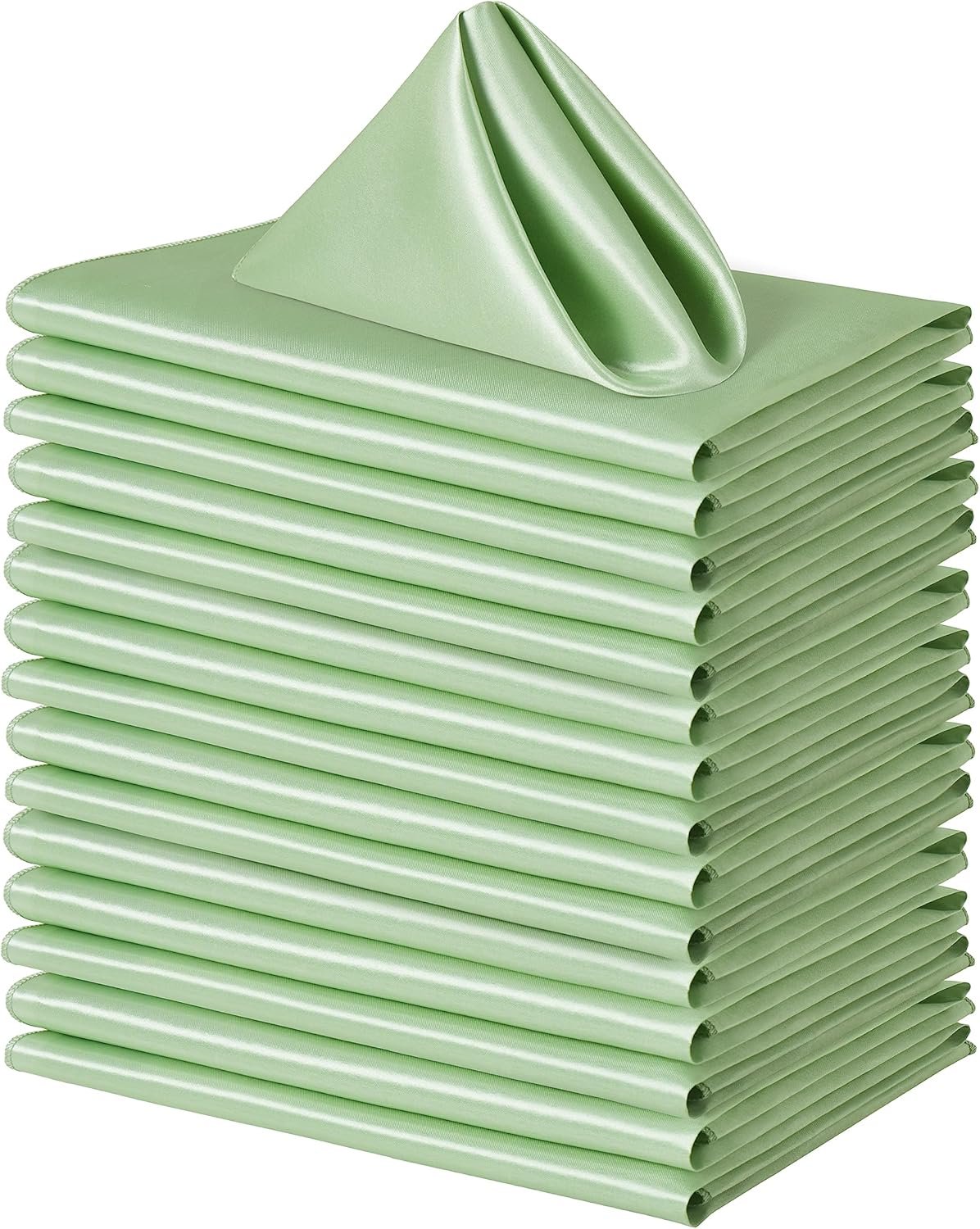 100 Pack Square Satin Dinner Napkins, 20×20 Inches Silky Soft Smooth Table Cloth Napkins for Restaurant Weddings Banquet Party Decoration, Sage Green