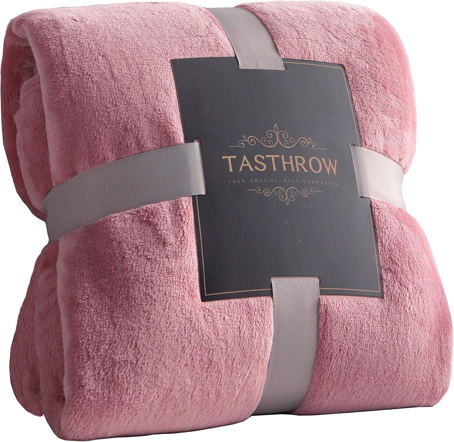 TASTHROW Large Flannel Fleece Throw Blanket, 50×70 Inch – Cozy Lightweight Thick Blanket – All Seasons Suitable for Women, Men and Kids (Pink) | Cozy Lightweight Thick Blanket – All Seasons Suitable for Women, Men and Kids