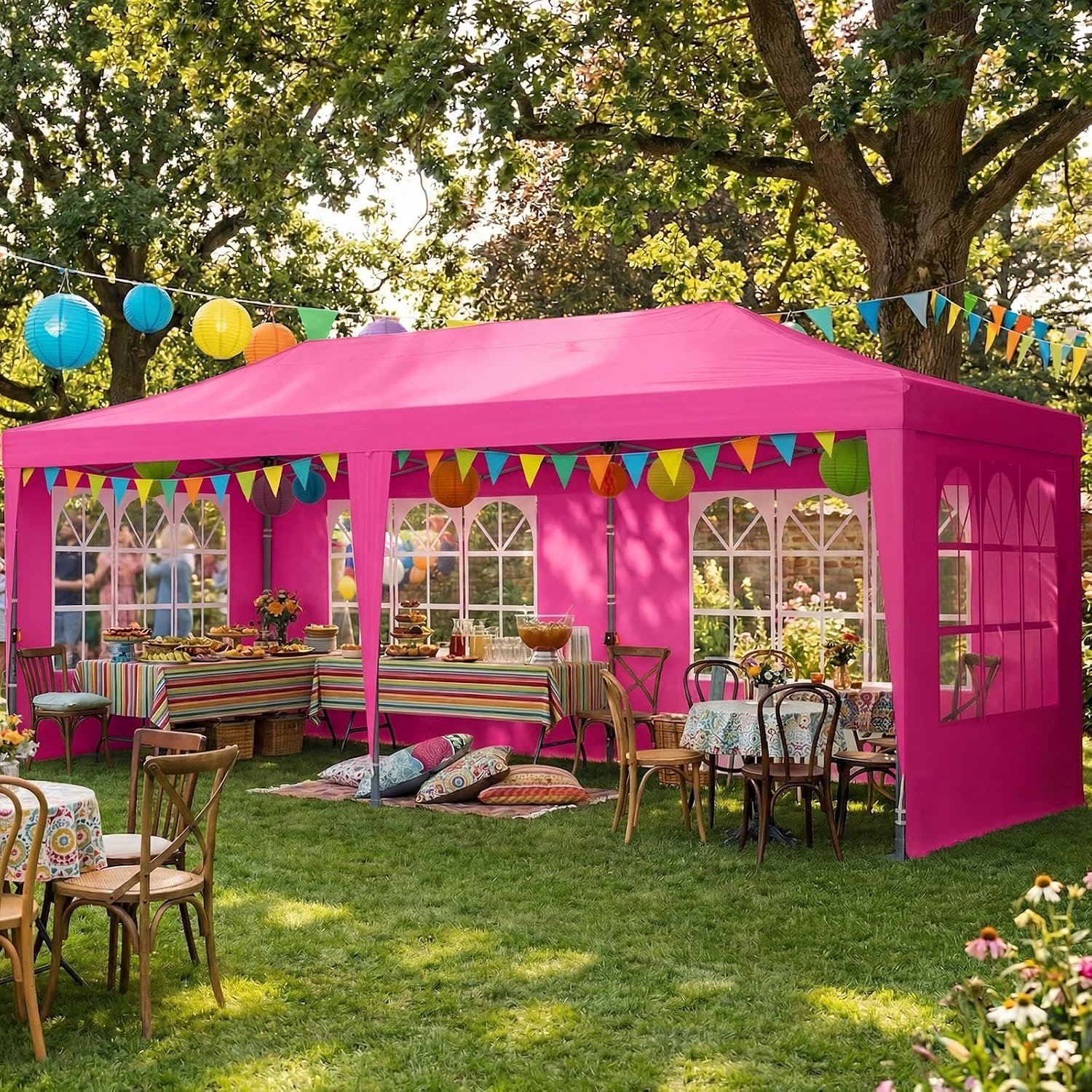 Quictent 10×20 Pop up Canopy Tent with Church Sidewalls | Easy Up Instant Shelter, Ideal for Backyard Party, Wedding, Outdoor Events, Commercial Vendor with Roller Bag