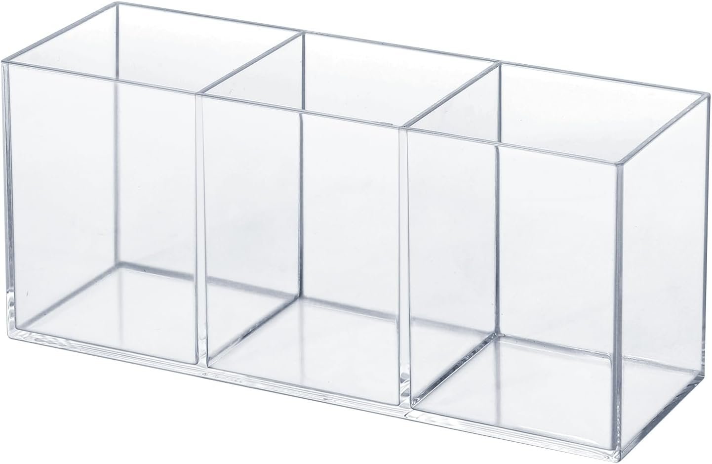 elysolpluv Clear Acrylic Silverware & Pen Organizer Caddy, Transparent Plastic Silverware Holder, Perfect for Office, Bedroom, and Bathroom Storage