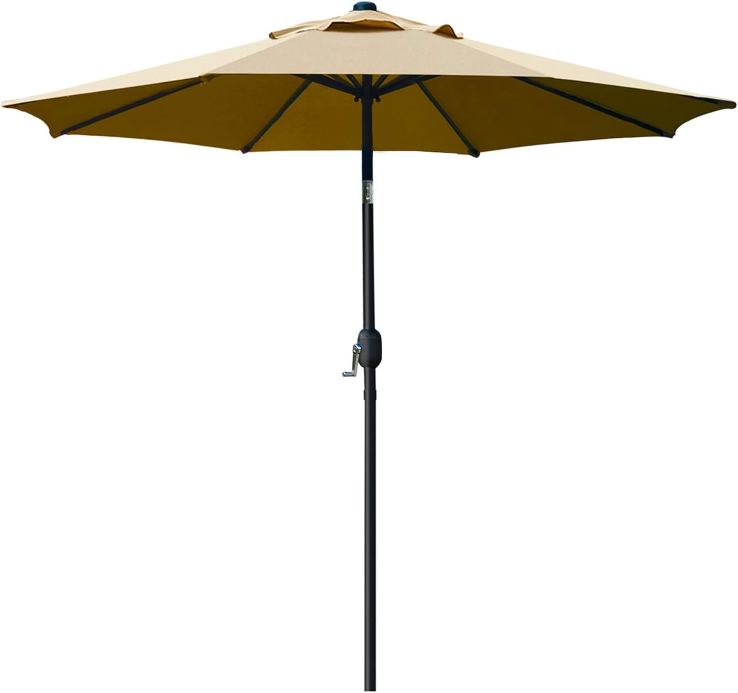Sunnyglade 9′ Patio Umbrella Outdoor Table Umbrella with 8 Ribs Tan | 9 FT Patio Umbrella with Waterproof Polyester Canopy, Aluminum Pole, Push-Button Tilt & Crank for Outdoor Patio Tables, Pool