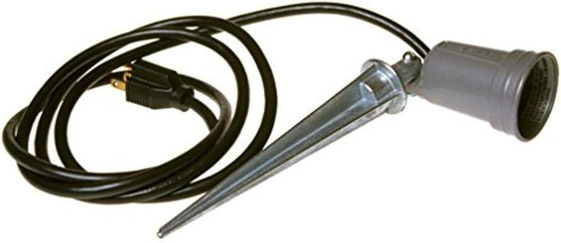 BELL 5792-0 Weatherproof Portable Spike Light, 6 Ft. Cord and Plug, Gray