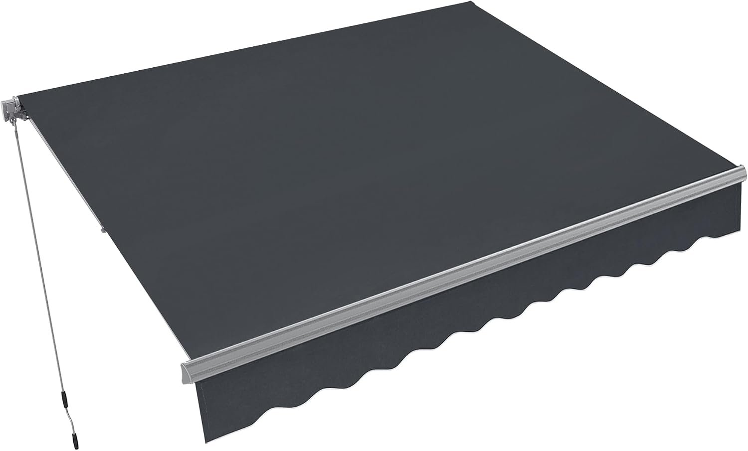MCombo 10x8ft Manual Retractable Patio Awning Sunshade Canopy (Grey) | Aluminum Frame; 280g/m² Polyester Fabric; Fabric with UV and Waterproof Coating; For Windows, Doors, Decks, and Gardens