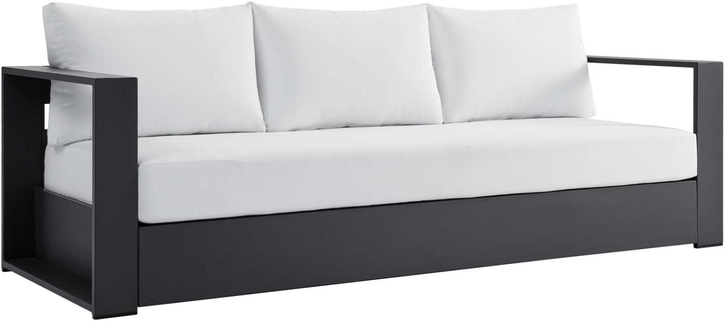 Modway Tahoe Aluminum Outdoor Patio Sofa in Gray White
