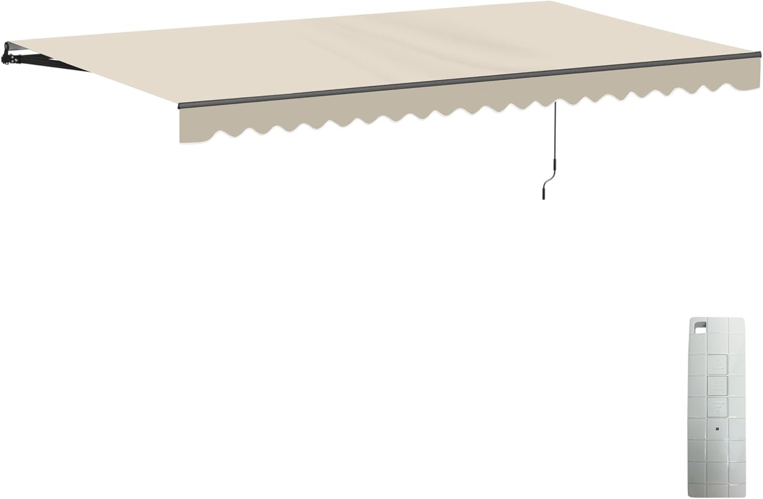 ALEKO Electric Patio Awning Caribbean Black Frame 20×10 Ivory Cream | Retractable sunshade for decks and balconies, remote-controlled extension, water-resistant fabric, rust-free aluminum frame