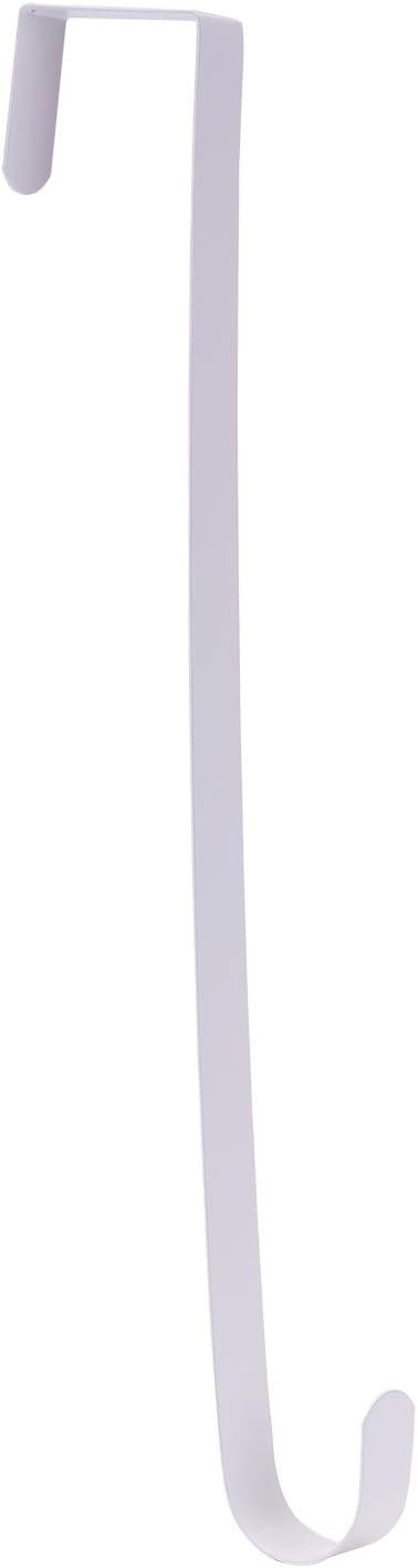 Sattiyrch 15″ Wreath Hanger for Front Door, Over the Door Wreath Hook | No drilling or screws. Protects doors, closes normally, holds 22 lbs for holiday & seasonal décor. White,1 Pack
