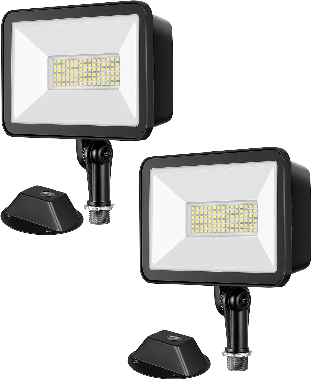 EDISHINE 2-Pack 73W 10000LM Outdoor LED Flood Light, Waterproof for Yard | IP65, 5000K Daylight White, 180° Adjustable Knuckle Mount, Security Light for Garage, Backyard, Patio, Garden, Porch, Stair