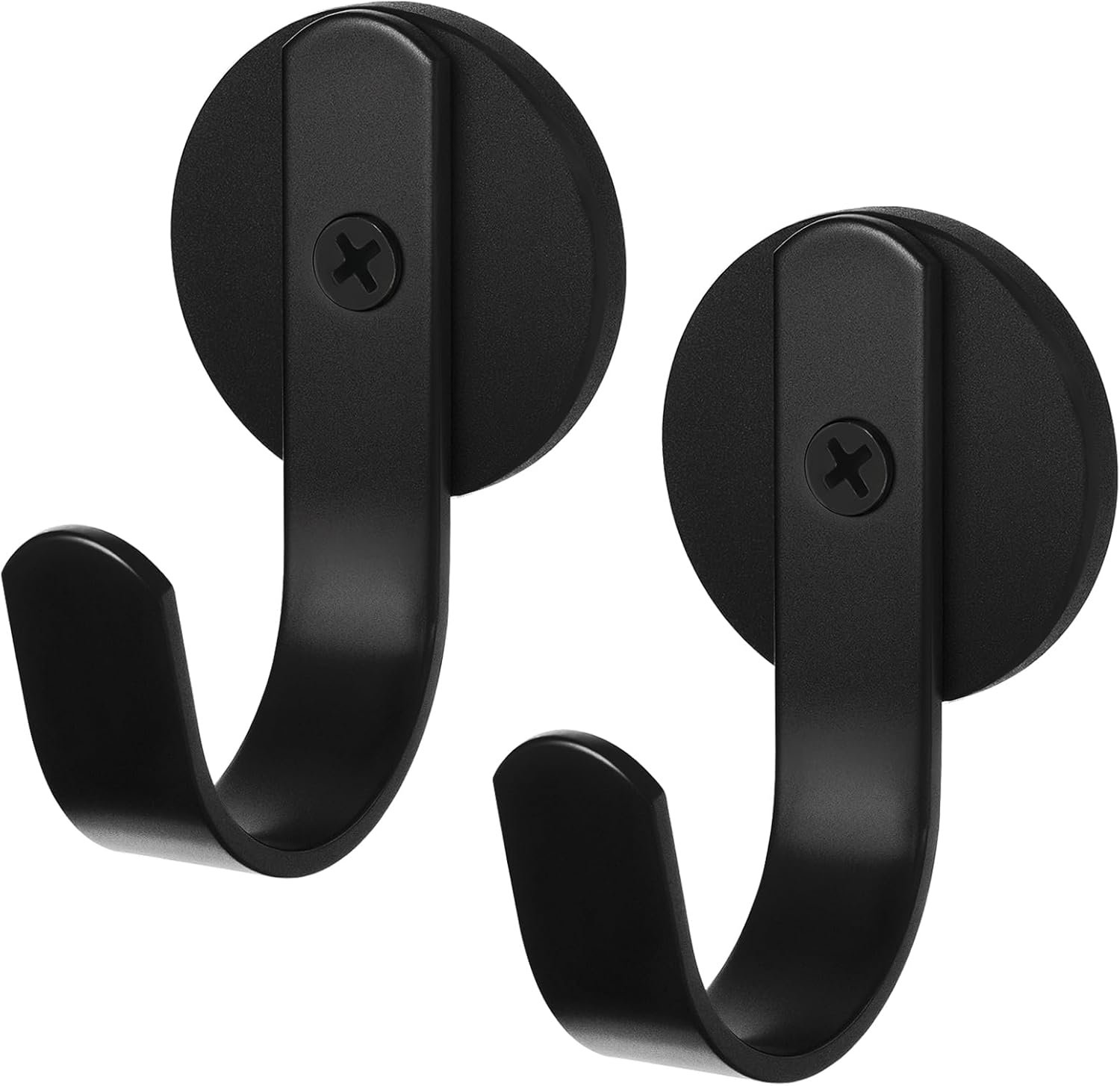 Magnetic Wreath Hanger for Metal Front Door, Fridge, Black, 2 Pcs | Strong Magnet, Rubber Coated, Matte Finish, Compact Size, Suits for Wreaths, Signs, Keys, Oven Mitts, Aprons, Spoons, Towels